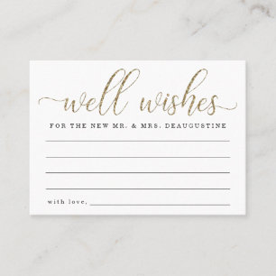 Wedding Well Wishes for the Mr & Mrs  Gold Glitter Calling Card