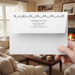 Wedding Whimsical Doodles Grey and White Envelope
