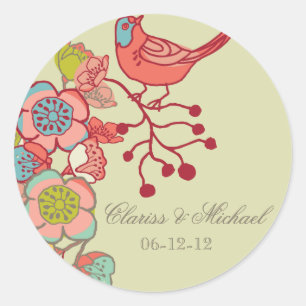 Wedding Whimsy Birds Customized Wedding Stickers