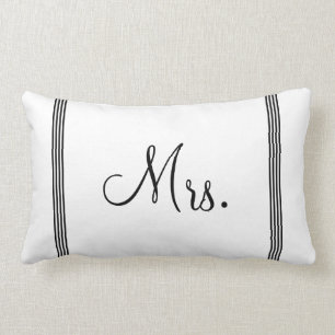 Wedding White and Black Mrs. Lumbar Pillow