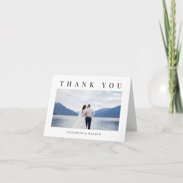 Wedding White Charcoal Thank You Card (Front)