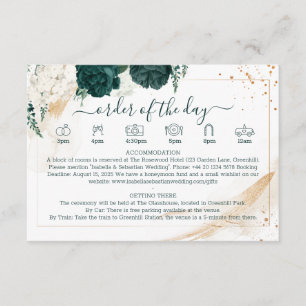 Wedding White Details Emerald Green Rose Floral Enclosure Card