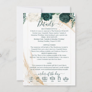 Wedding White Finer Details Emerald Green Rose Invitation