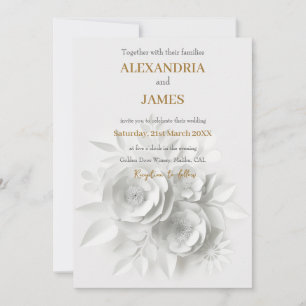 Wedding white floral bouquet invitation
