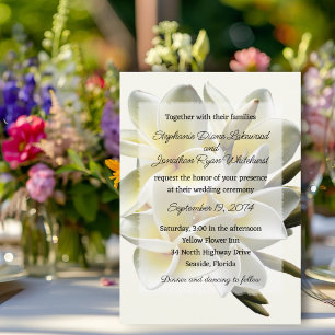 Wedding White Frangipani Hawaiian Flowers Invitation