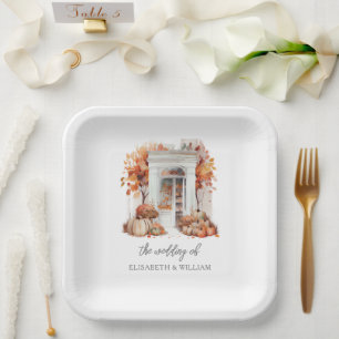 Wedding White Front Door Fall Paper Plate
