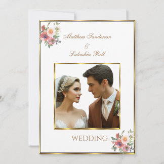 Wedding White Gold Gold Modern Elegant Beautiful Invitation