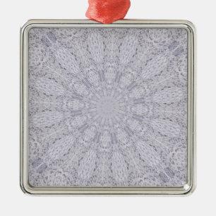 Wedding White Lace Mandala Kaleidoscope Abstract 1 Metal Ornament