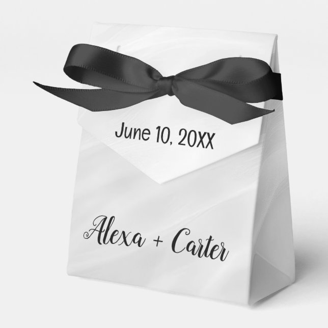 Wedding White Marble Abstract Favor Box (Front Side)