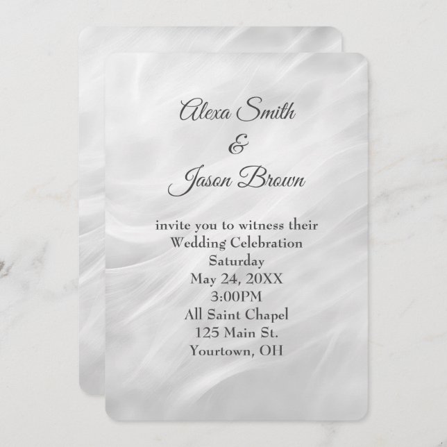 Wedding White Marble Abstract Invitation (Front/Back)