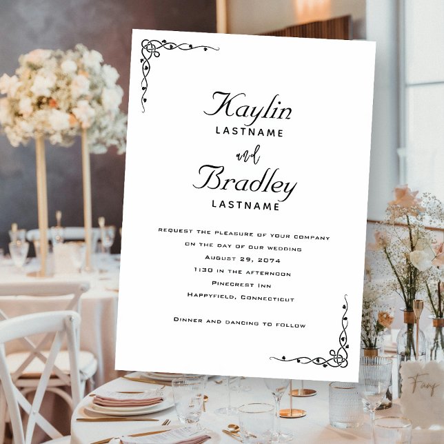 Wedding White Minimalist Corners Embellished Invitation (Creator Uploaded)