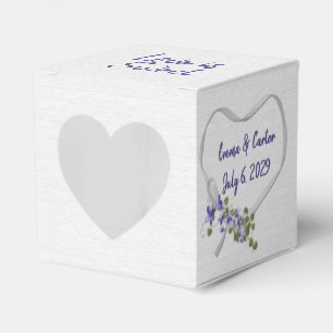 Wedding White Ribbon Heart Favor Box