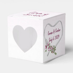 Wedding White Ribbon Heart Favor Box