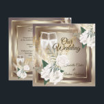 Wedding White Rose Champagne Gold Bronze Invitation<br><div class="desc">Elegant Wedding White Rose Floral Champagne Bronze Gold Cream Beige floral Gold. All Designs are Copyrighted!  Content and Designs © 2000-2021  Zizzago™ ® © (Trademark) and it's licensors Zizzago created this design PLEASE NOTE all flat images! They Do NOT have real Glitter,  Diamonds Jewels or real Bows!!</div>