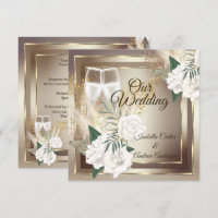 Wedding White Rose Champagne Gold Bronze