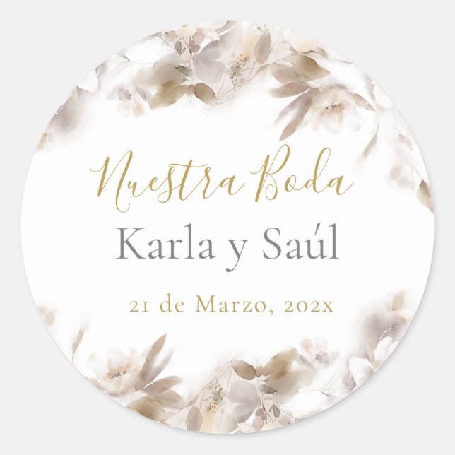 Wedding white rose sticker  (Front)