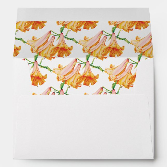 Wedding white with African Queen lily art inside Envelope (Back (Bottom))