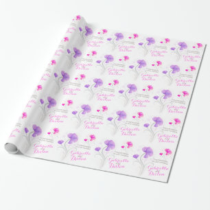 Wedding wildflower pink purple art wrap wrapping paper