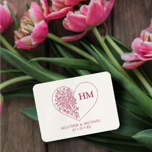 Wedding Wildflowers Garland Heart Modern & Elegant Rubber Stamp