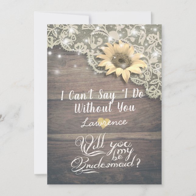 Wedding Will You Be My Bridesmaid Lace Sunflower Invitation (Front)
