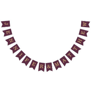Wedding Wine Colour Golden Bride Groom Names Simpl Bunting Flags