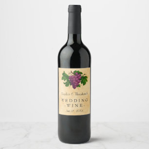 Wedding Wine Elegant Vintage Purple Grapes Custom Label