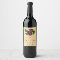 Wedding Wine Elegant Vintage Purple Grapes Custom