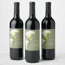 Wedding  Wine Label "Delicate Calla Lilies"