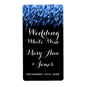Wedding Wine Label Falling Stars "Sapphire Blue"