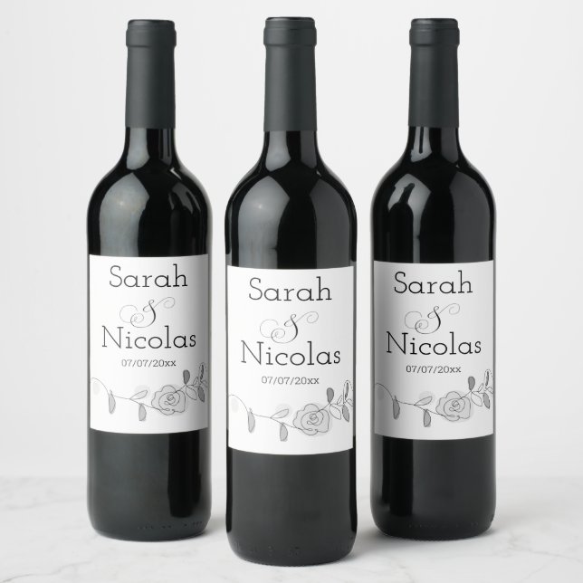 Wedding wine label personalized minimalist  (Bottles)