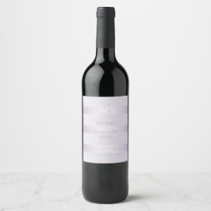 Wedding Wine Lilac Shimmer Stripes Monogram Label