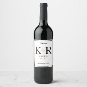 Wedding Wine Monogram Label Sticker v4