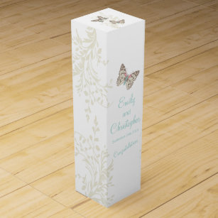 Wedding wine personalize two butterflies wine box