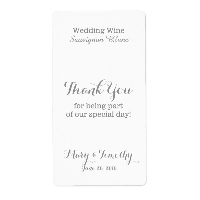 Wedding Wine Thank You (Front)