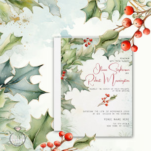 Wedding   Winter Holly and Berries Invitation