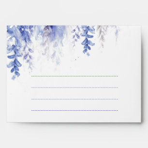 Wedding winter vine cascade blue grey place envelope