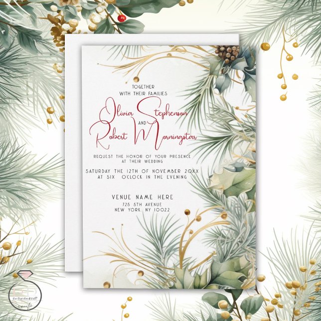 Wedding | Winter Watercolor Botanical Invitation (Creator Uploaded)