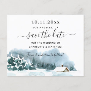 Wedding winter wonderland budget save the date flyer