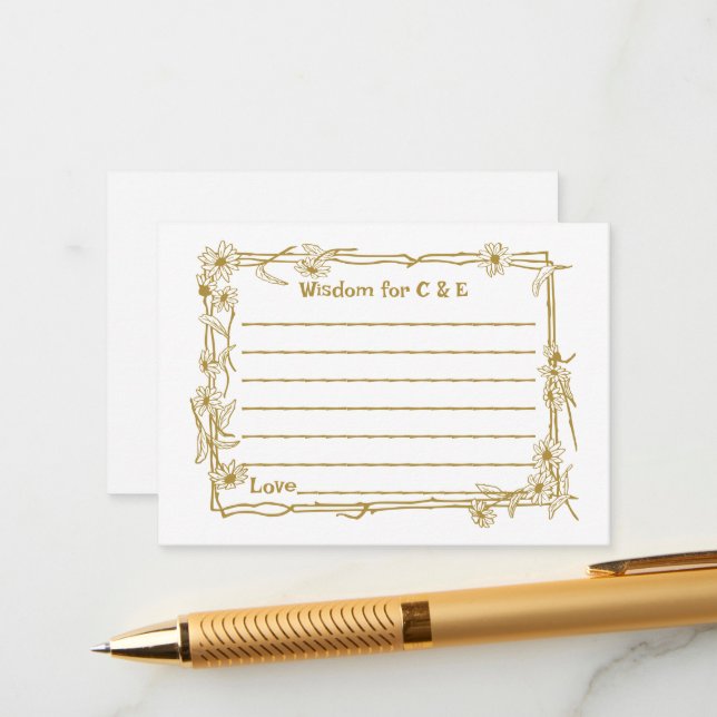 Wedding Wisdom/Advice Card for Guests (Front/Back In Situ)