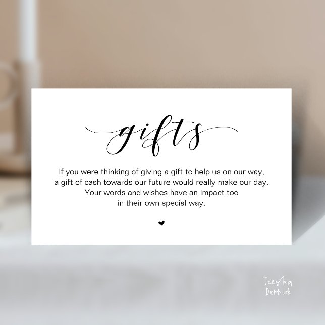 Wedding Wishing Well, A Note On Gifts Enclosure Card (Beautiful Elegant Wedding Wishing Well, A Note On Gifts Enclosure Card in Black and White)