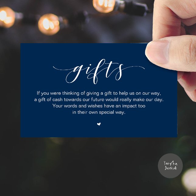 Wedding Wishing Well, A Note On Gifts Enclosure Card (Beautiful Elegant Wedding Wishing Well, A Note On Gifts Enclosure Card in Navy Blue)
