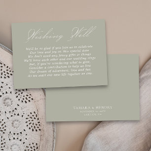 Wedding Wishing Well Calligraphy Script Sage Green Enclosure Card