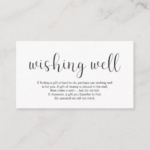 Wedding Wishing Well, Minimal design, Black font Enclosure Card