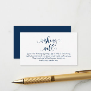 Wedding Wishing Well, Modern Navy Blue Script  Enclosure Card