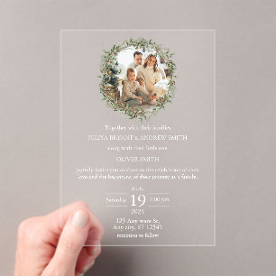 Wedding with a child green photo wedding acrylic invitations