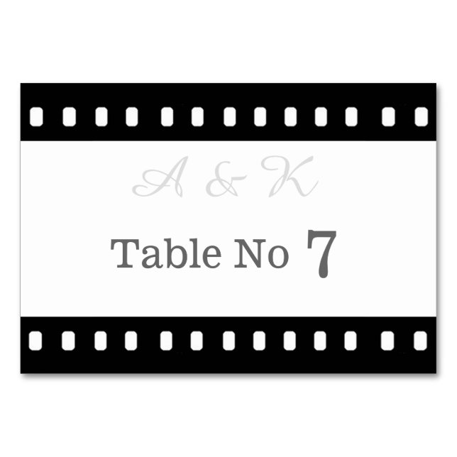 Wedding With A Movie Film Theme Table Card (Front)