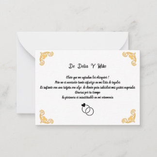Wedding with gift list card