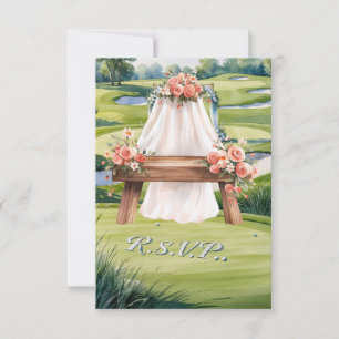 Wedding with golf ball on green   RSVP card