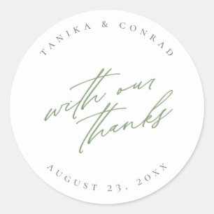 Wedding With Our Thanks Green/Wht ID954 Classic Round Sticker