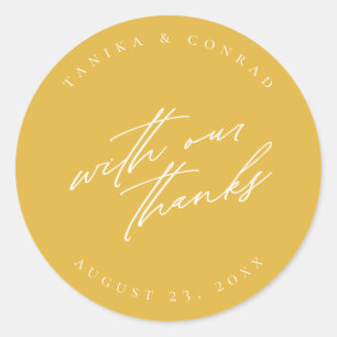 Wedding With Our Thanks Wht/Gold ID954  Classic Round Sticker
